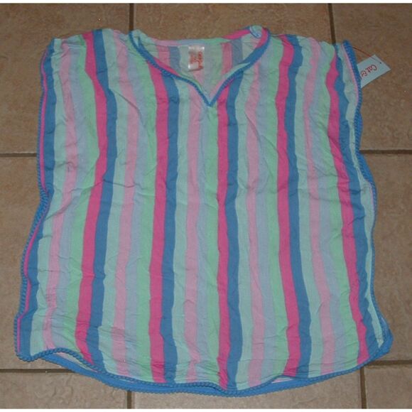 NEW NWT Girls Sz Small (6-7) Colorful Stripes Swimsuit Roomy Cover Up CAT & JACK - Picture 1 of 3